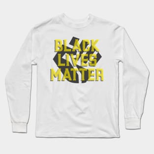 Black Lives Matter Clenched Fist Yellow Text Long Sleeve T-Shirt